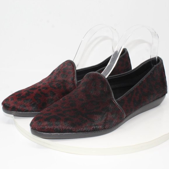 The Flexx Vera Pelle 9.5M Dark Red Black Animal Print Leather Almond Toe Flats - Picture 4 of 10